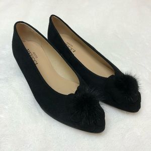Sesto Meucci Genuine Rabbit Fur Pom Flat Size 7
